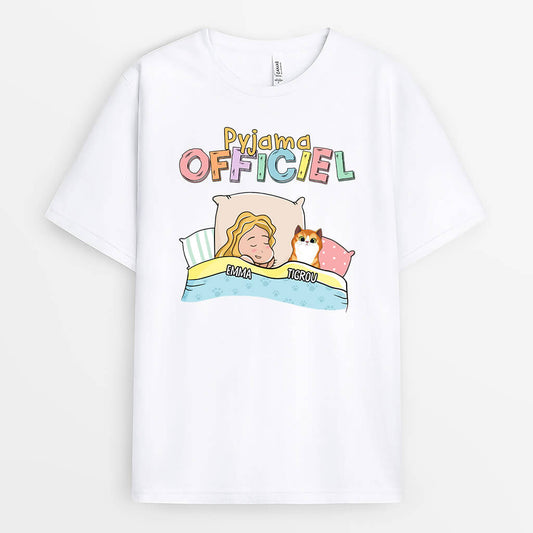1620AFR1 t shirt chemise de nuit officielle avec chat personnalise