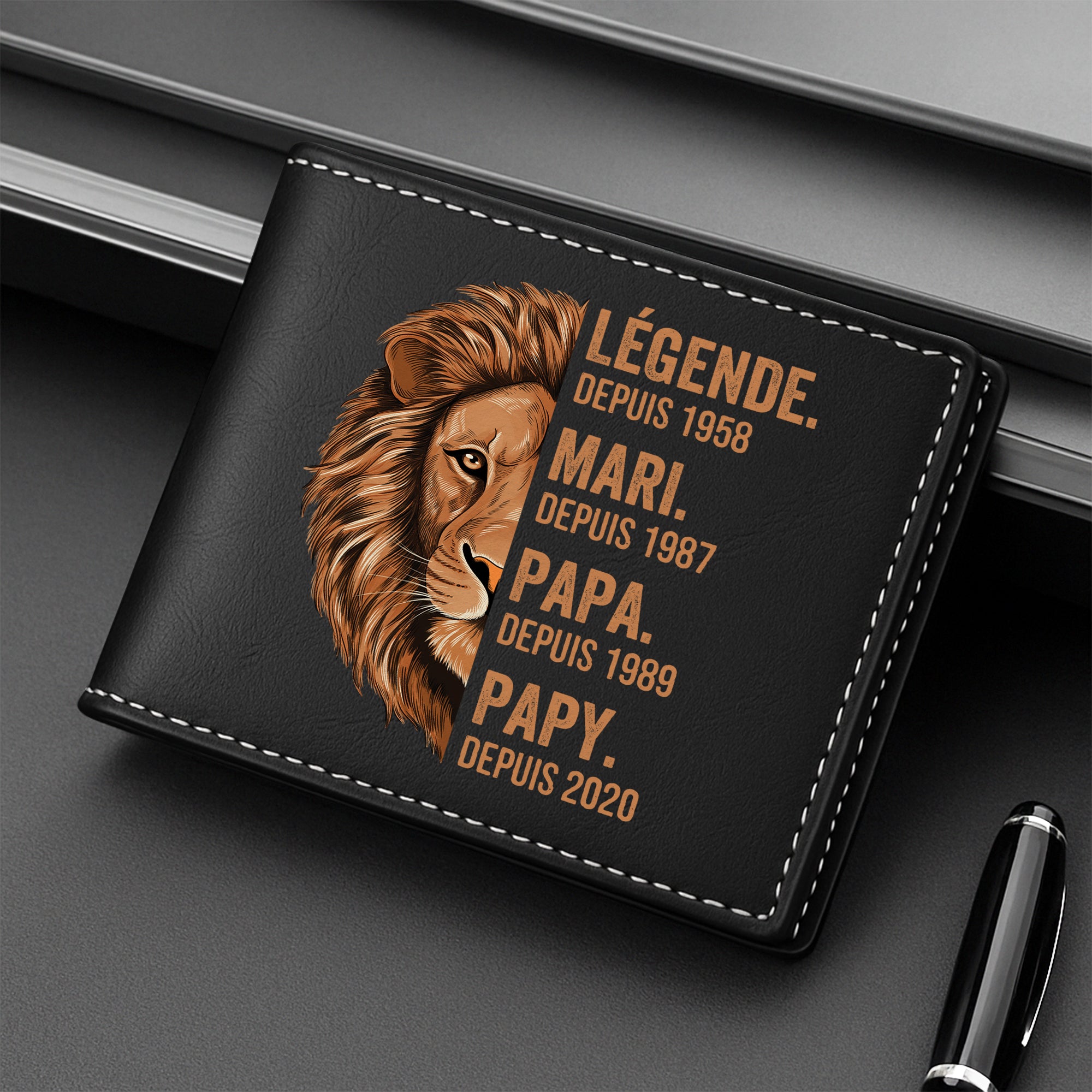 1632JFR2 portefeuille cuir personnalise_ homme legende mari papy lion 1632jkk8b