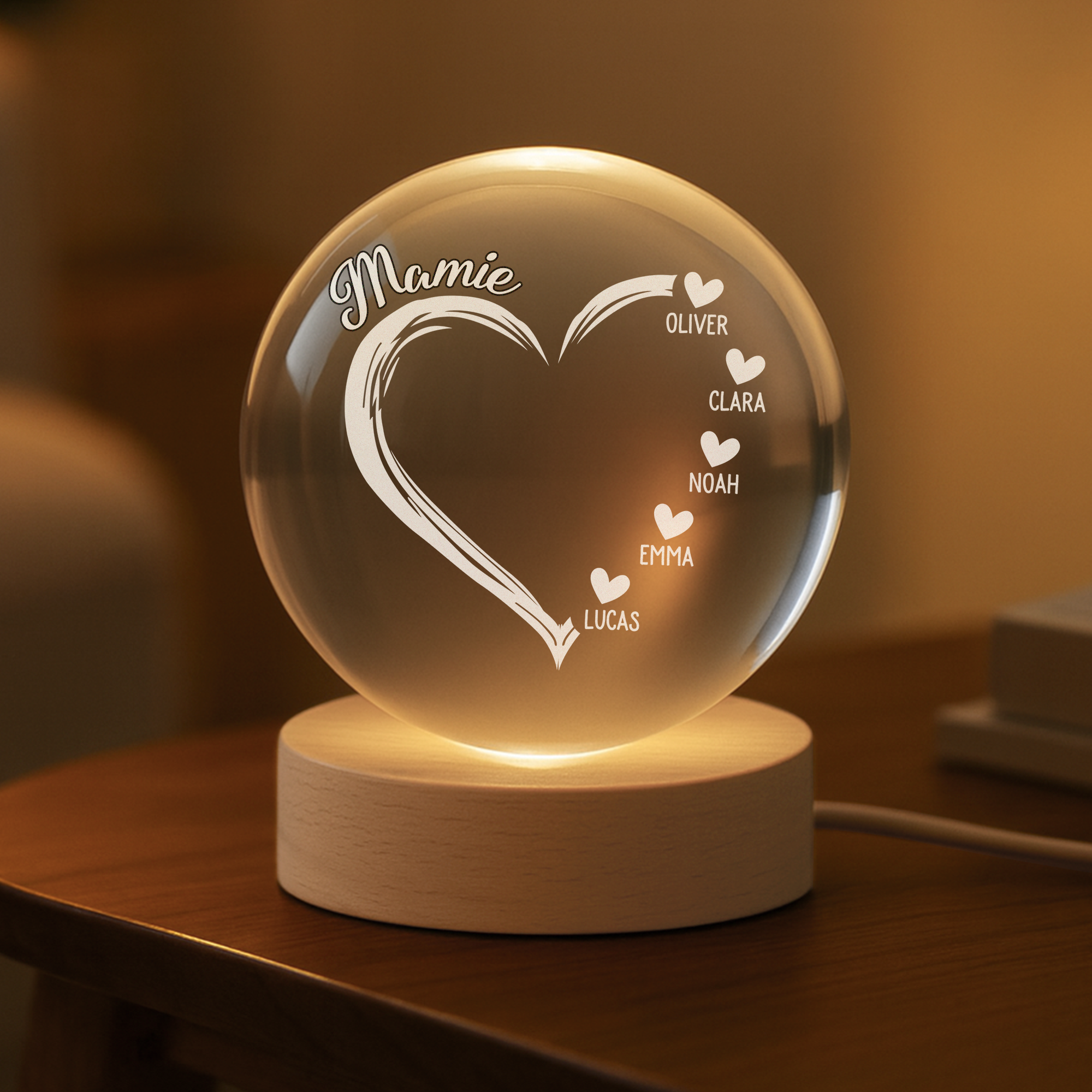 1686LFR2 veilleuse boule de cristal personnalisee coeur de mamie maman 1686l6t5i