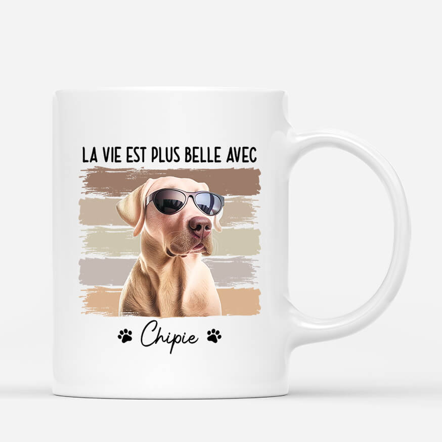 La Meilleure Vie Avec Le Chat Et Le Chien - Cadeau Personnalisé | Mug Pour Les Amoureux Des Animaux