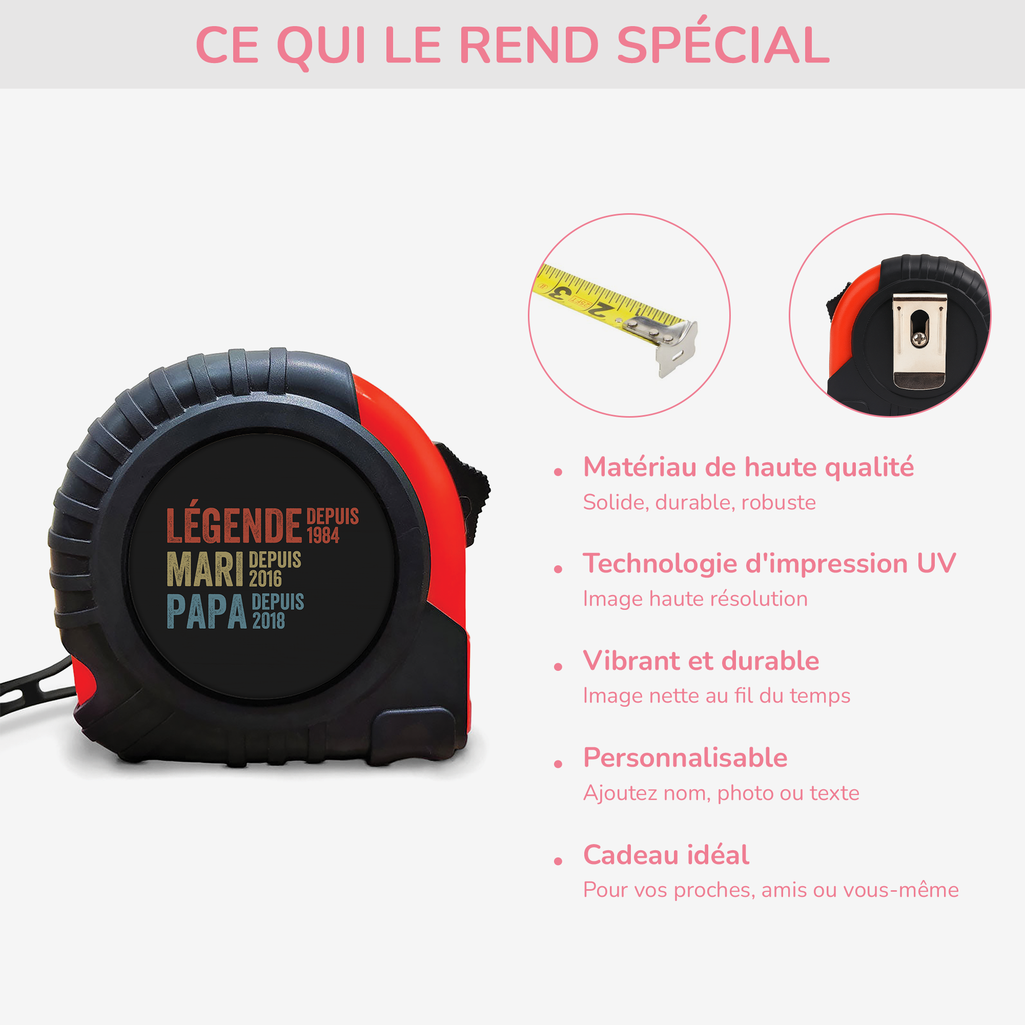 1732OFR3 metre ruban personnalisable legende mari papa papy depuis 1732okh5b