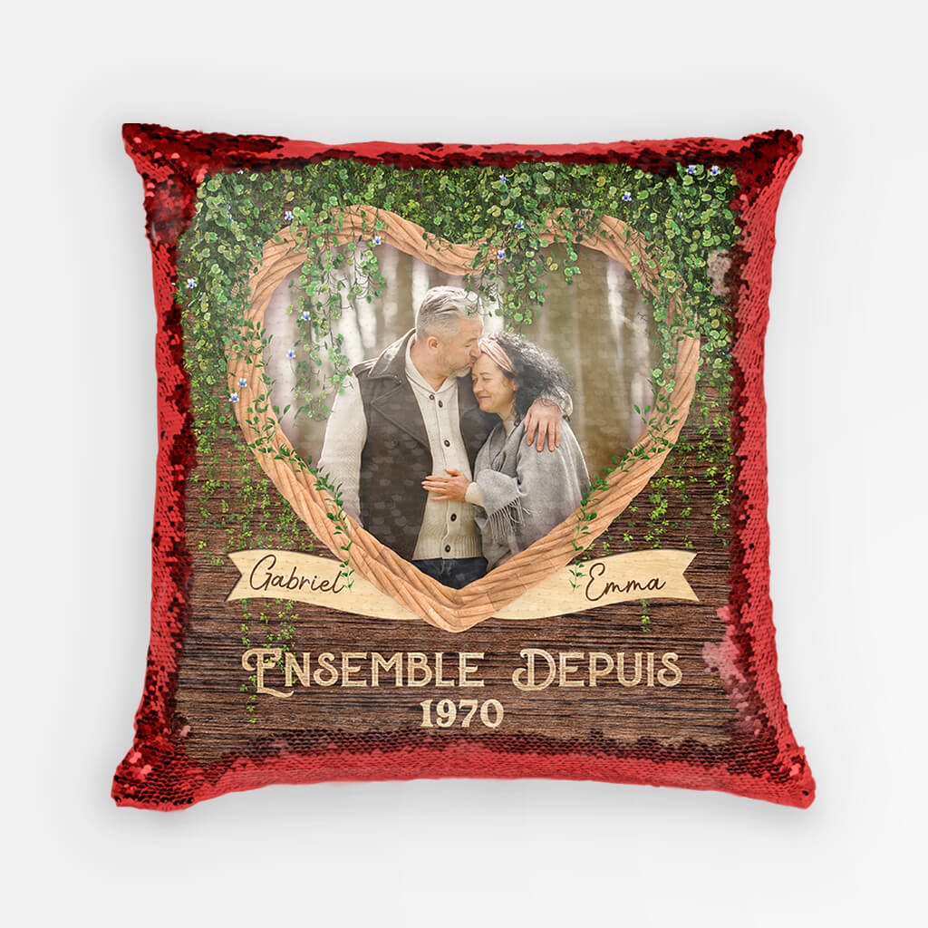 Ensemble Depuis - Cadeau Personnalisé | Coussin Sequin pour Couple