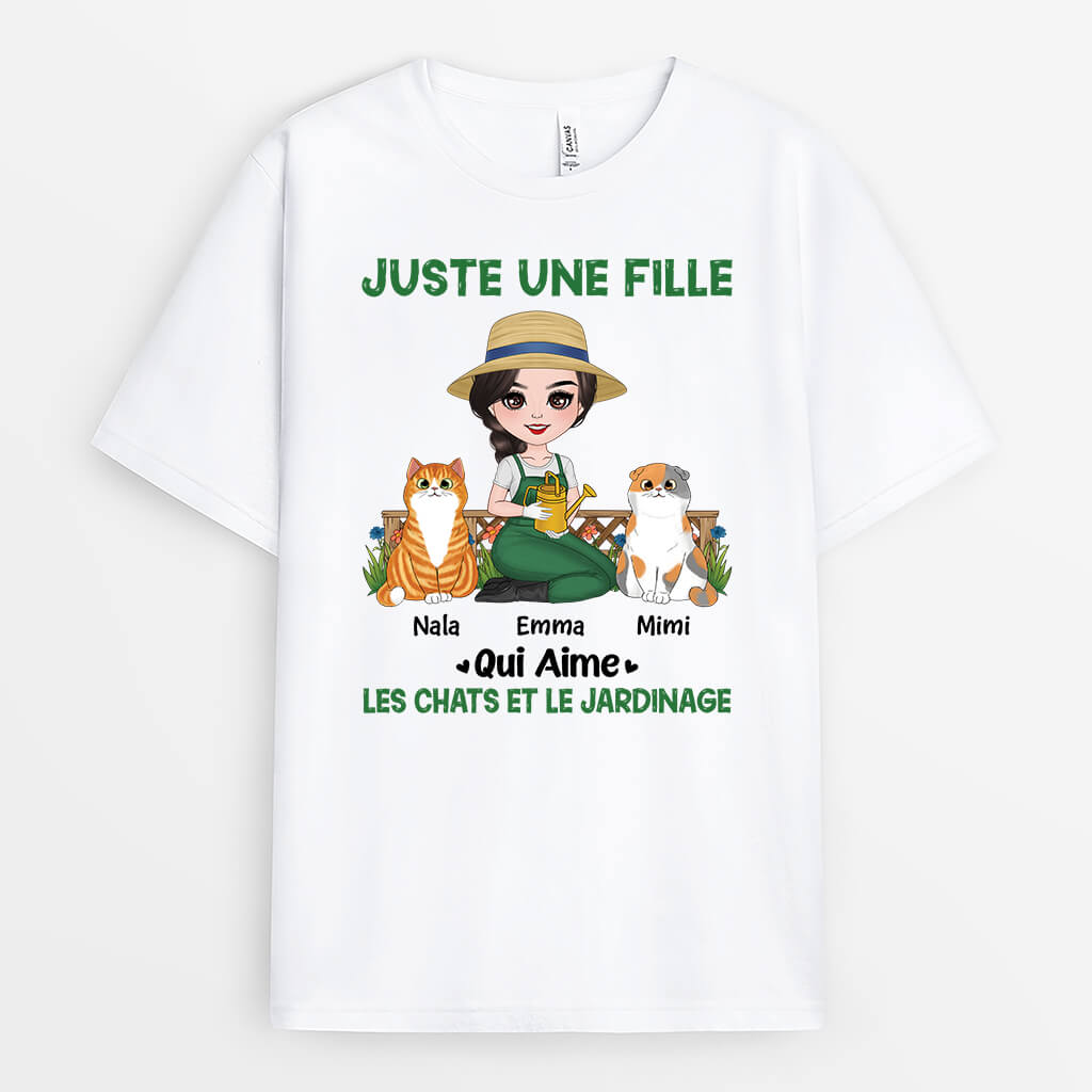 Juste Une Femme Qui Aime Des Chats Et Le Jardinage - Cadeau Personnalisé | T-shirt pour femme