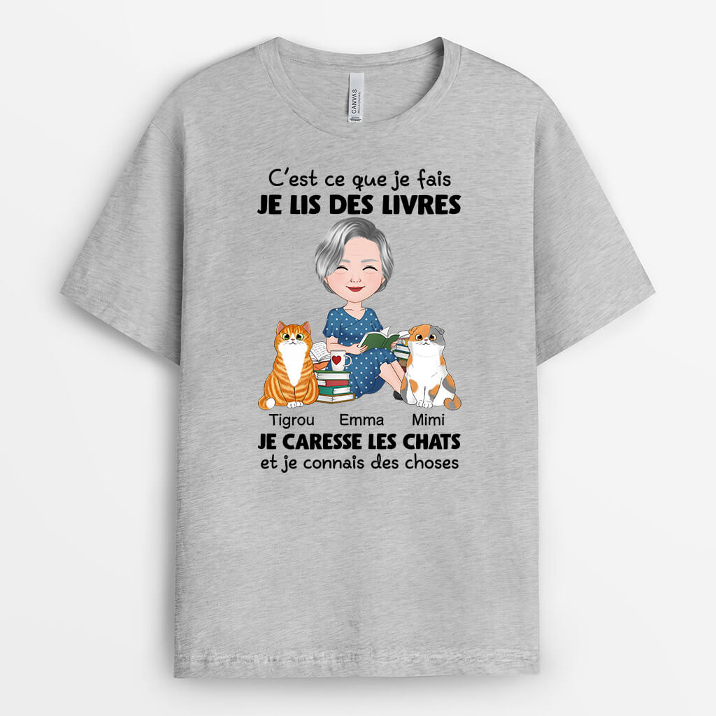 Je Lis Je Caresse Mes Chats - Cadeau Personnalisé | T-shirt pour Femme
