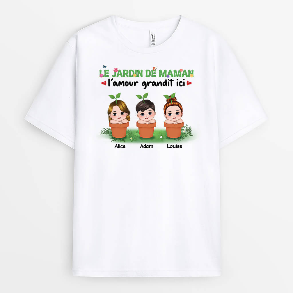 Le Jardin De Maman L'Amour Grandit Ici - Cadeau Personnalisé | T-shirt Pour Femme