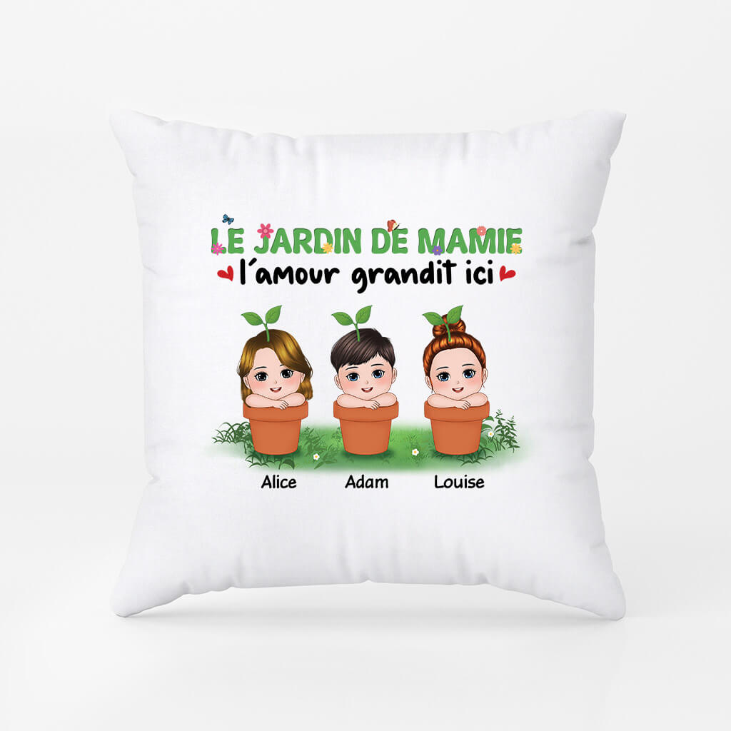1870PFR2 coussin le jardin de maman lamour grandit ici personnalise