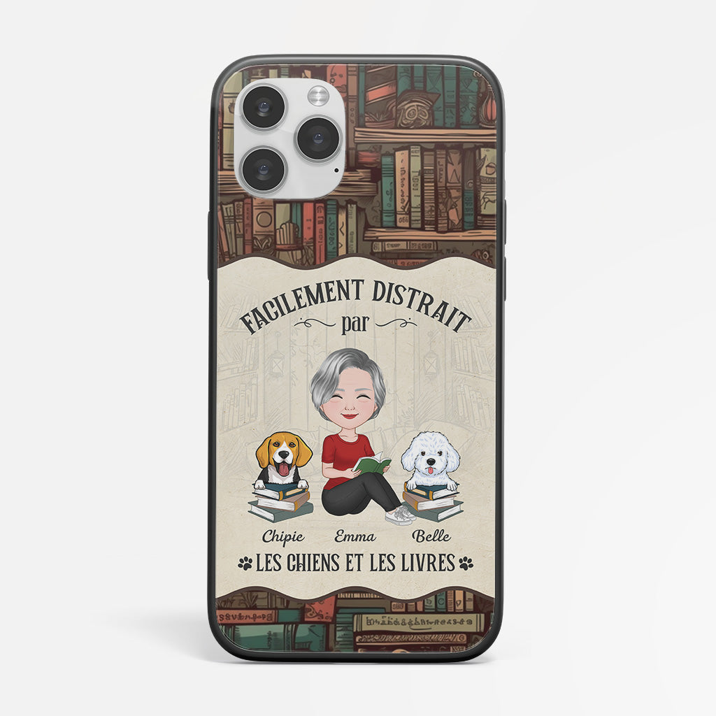 1878FFR2 coque facilement distrait par le chien et les livres personnalisee