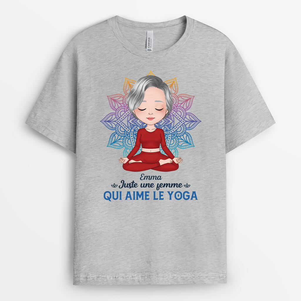 1879AFR2 t shirt juste une femme_ qui aime le yoga personnalise