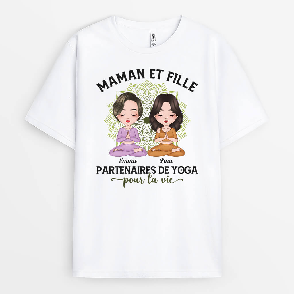 Maman Et Fille Partenaires De Yoga Pour La Vie - Cadeau Personnalisé | T-shirt pour Femme