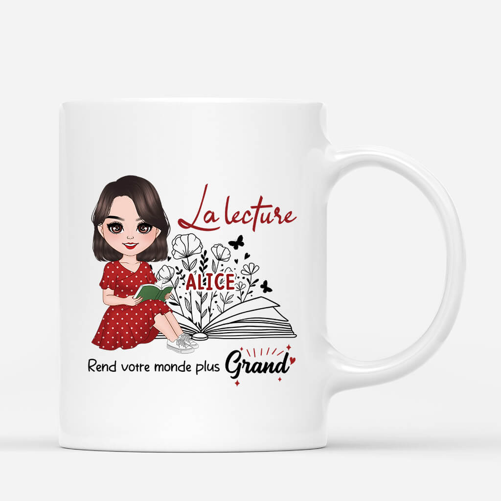 La Lecture Rend Votre Monde Plus Grand - Cadeau Personnalisé | Mug pour Femme