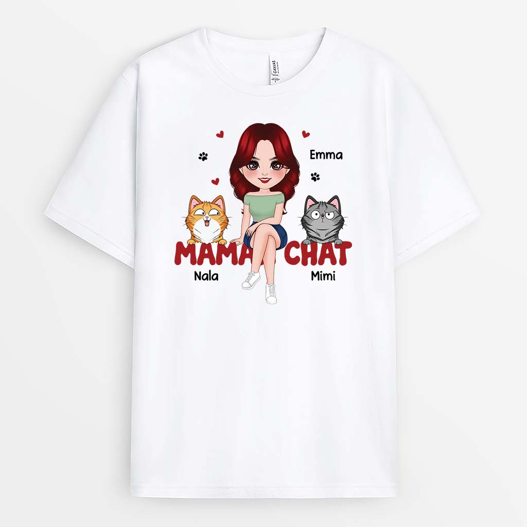 Maman Chat - Cadeau Personnalisé | T-shirt pour Femme