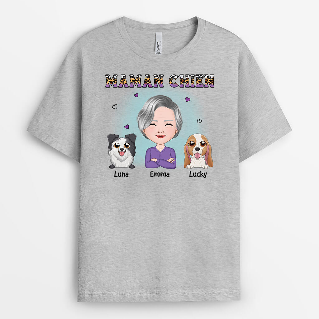 Maman Chien Léopard Mignonne - Cadeau Personnalisé | T-shirt Pour Maman