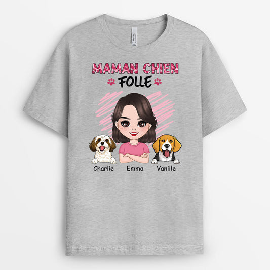 1921AFR2 t shirt maman chien folle personnalise