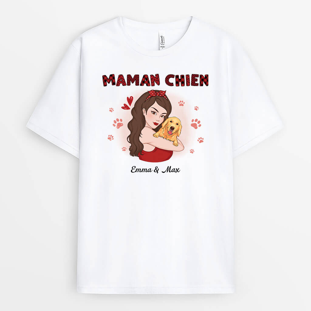 Maman Chien - Cadeau Personnalisé | T-shirt pour Femme