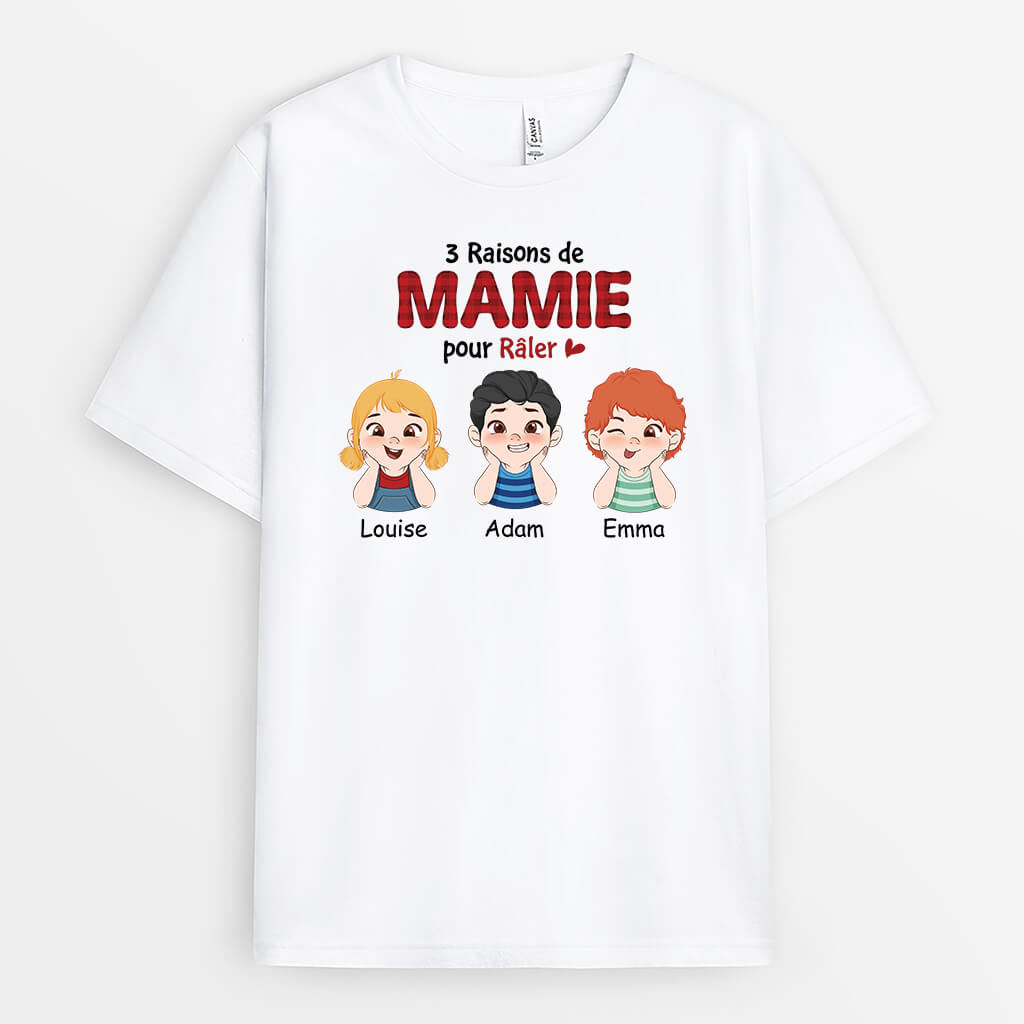 Trois Raisons De Maman Pour Râler - Cadeau Personnalisé | T-shirt pour Femme