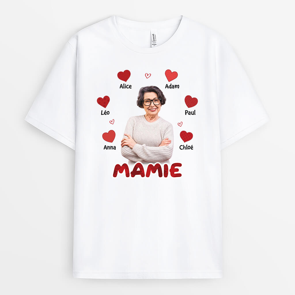 Maman/ Mamie Motif Coeur Rouge - Cadeau Personnalisé | T-shirt pour Femme