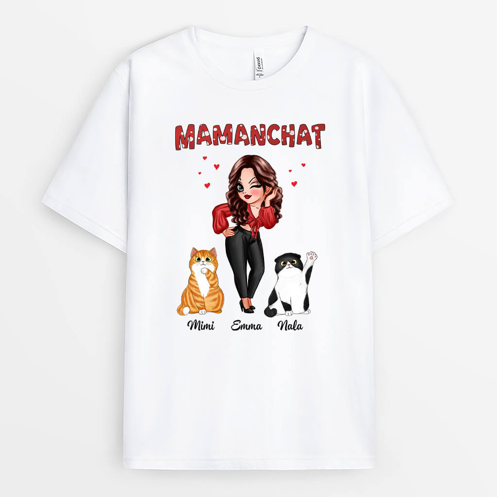 Maman Chat Stylée - Cadeau Personnalisé | T-shirt pour Femme