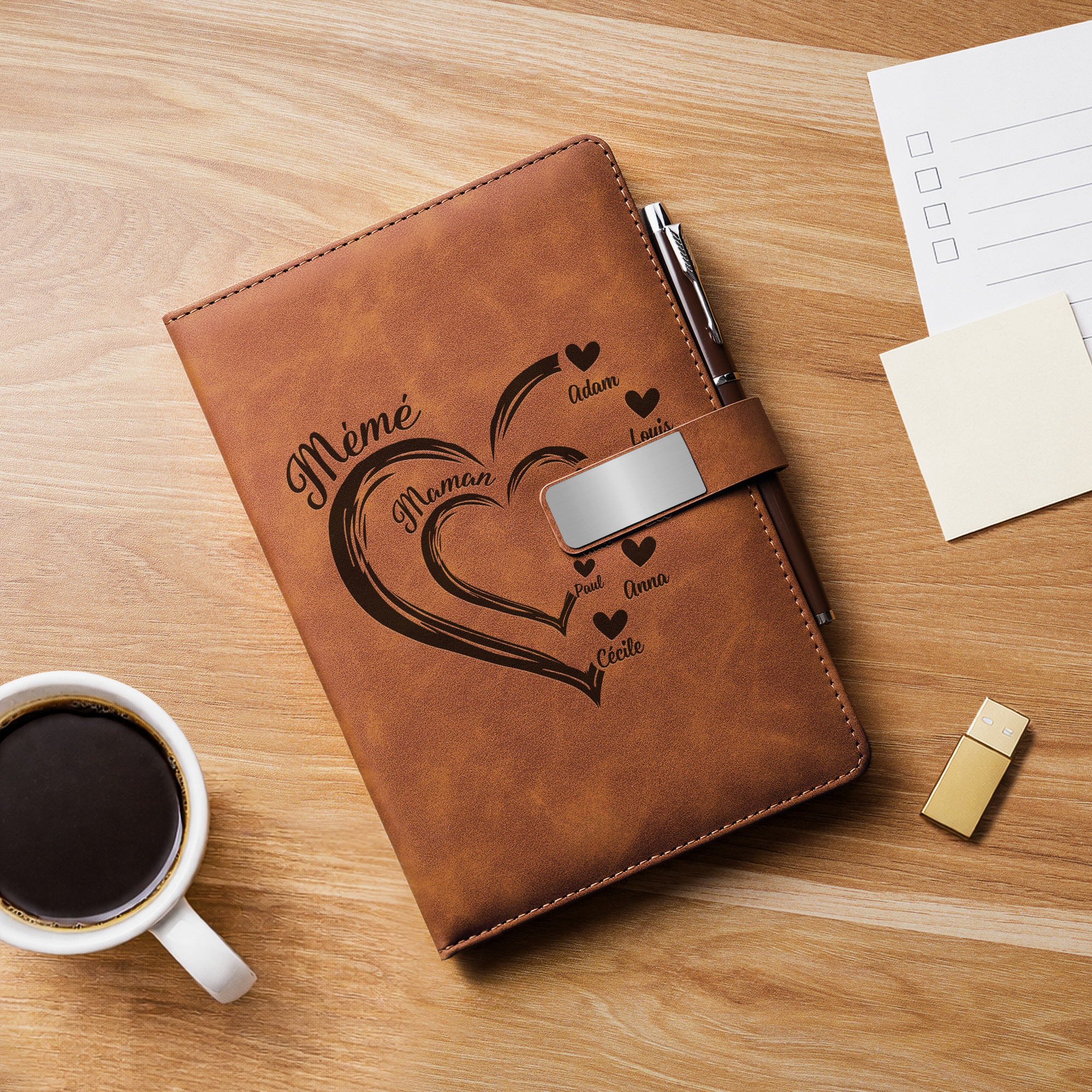 1969MFR2 coffret carnet en cuir personnalisable_ grave coeur de maman mamie 1969mo8t7a