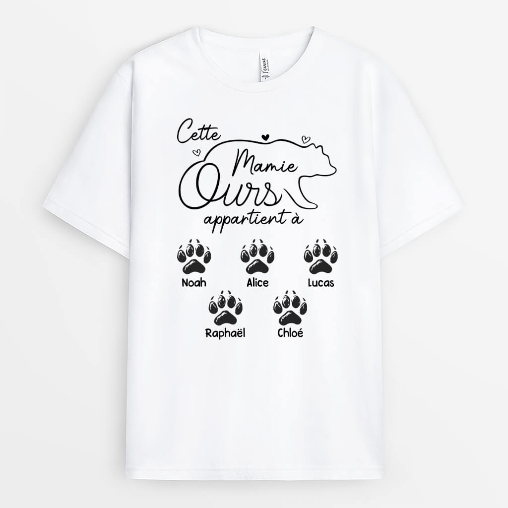 1973AFR2 t shirt cette maman  mamie ours appartient a personnalise