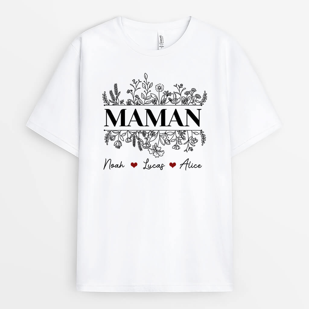 Maman Floral - Cadeau Personnalisé | T-shirt pour Maman