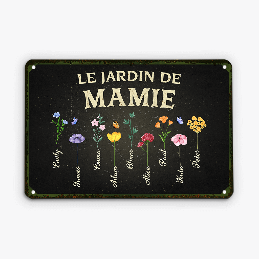 Jardin Fleurs De Mamie/ Maman - Cadeau Personnalisé | Plaque en Métal Pour Maman
