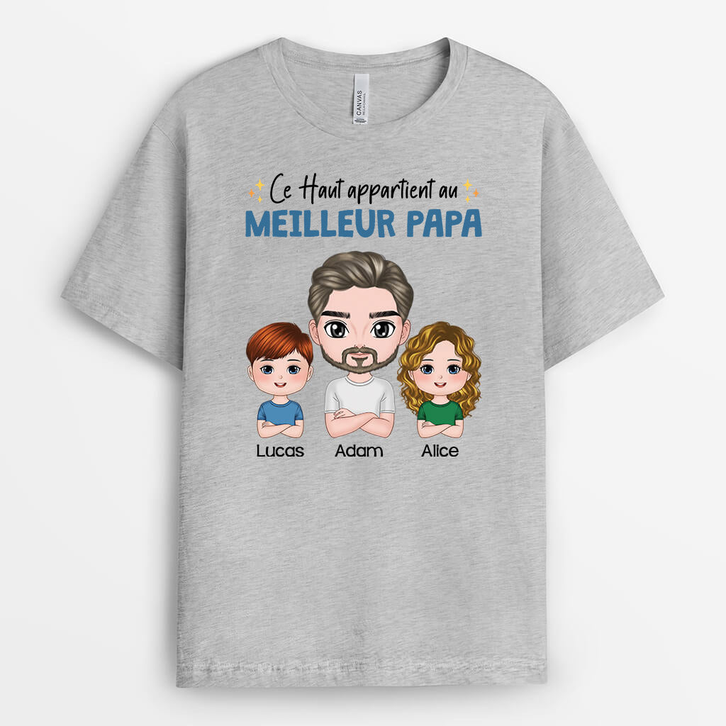 Cet Haut Appartient Au Meileur Papa - Cadeau Personnalisé | T-shirt Pour Papa