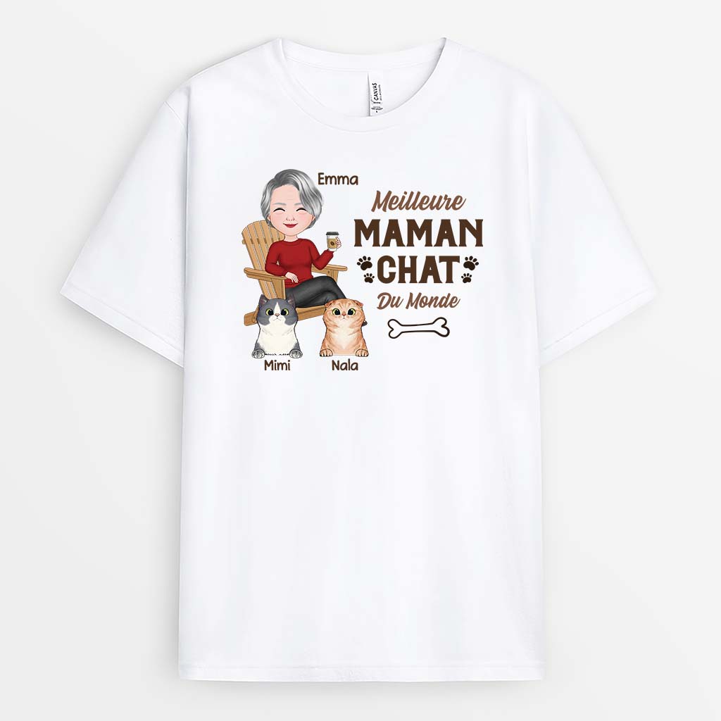 Meilleure Maman Chat Meilleur Papa Chat Sur Chaise - Cadeau Personnalisé | T-shirt Pour Amoureux Des Animaux