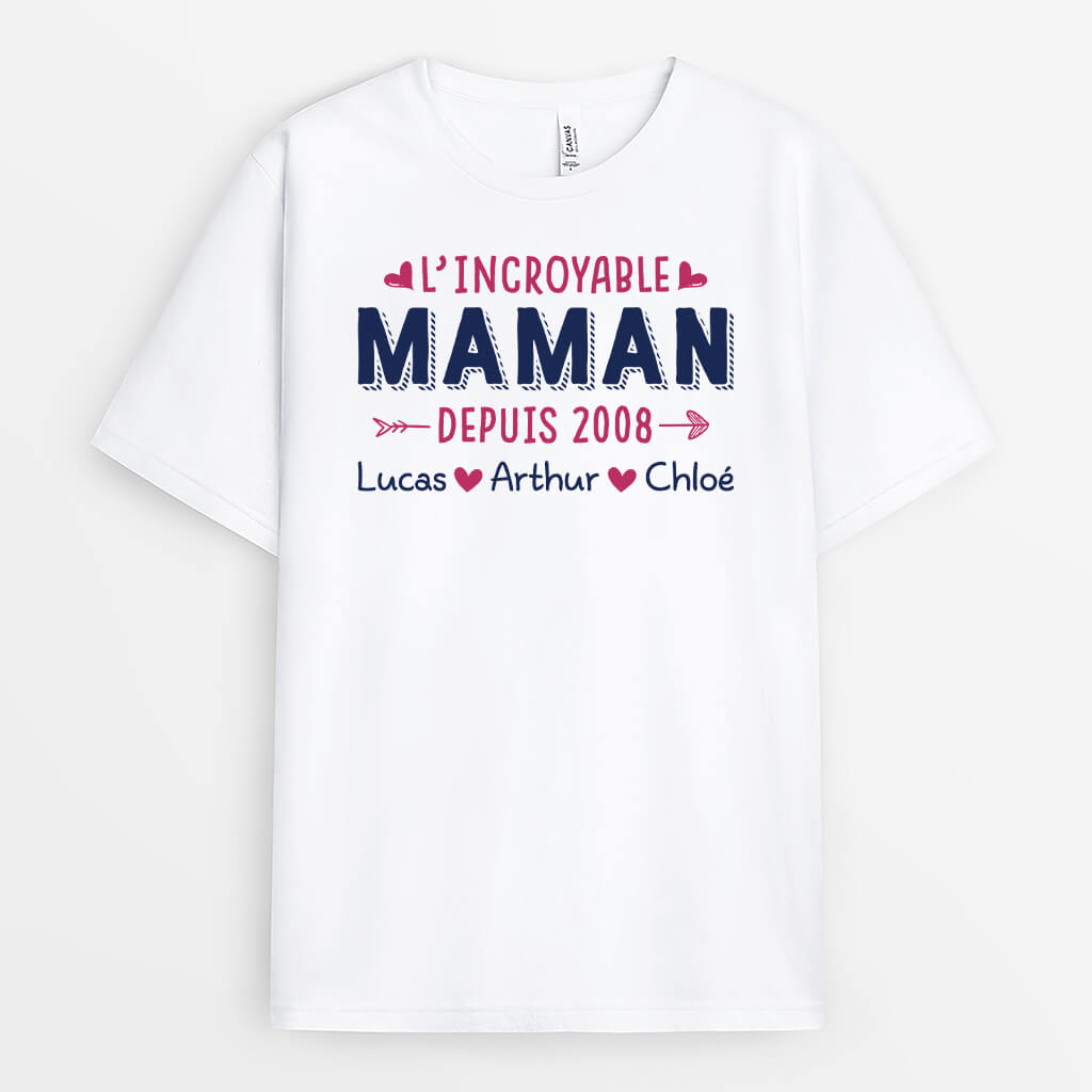 L'incroyable Maman Depuis - Cadeau Personnalisé | T-shirt Pour Maman