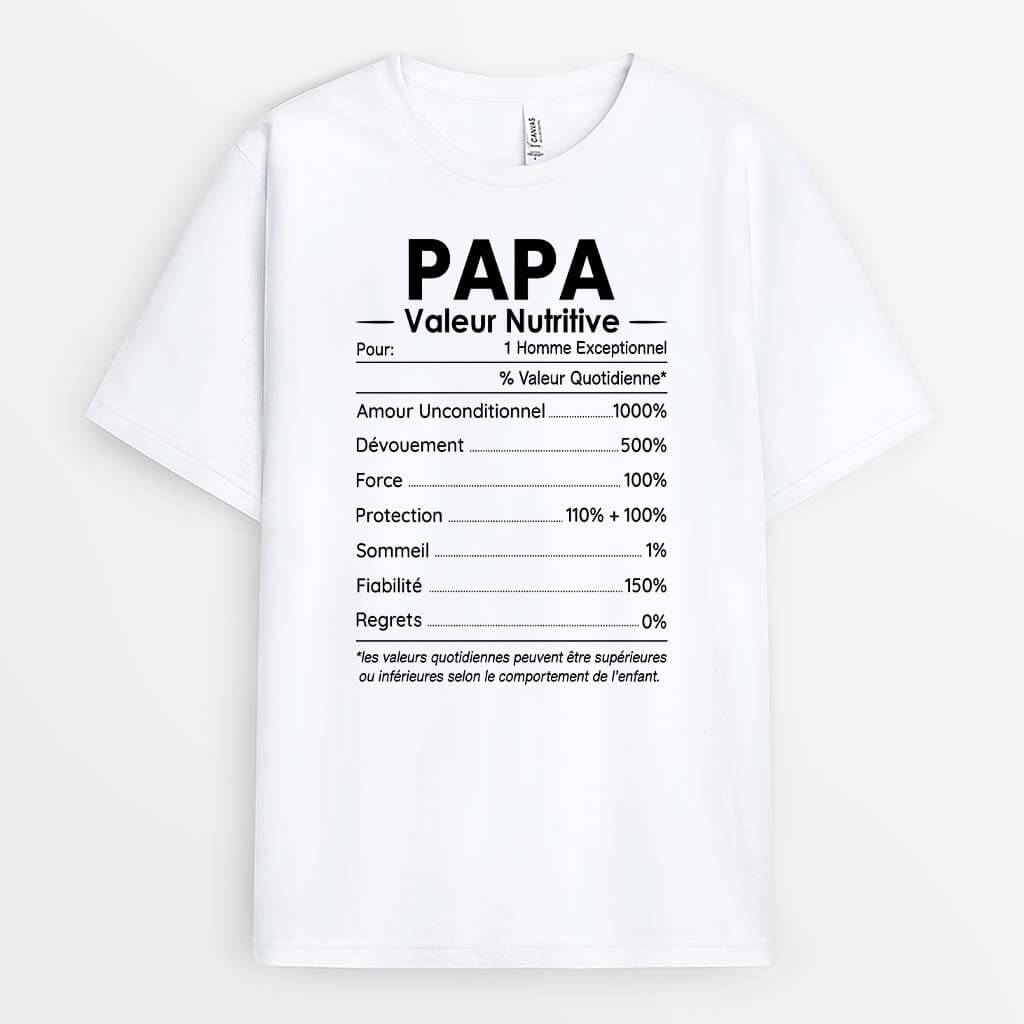 Informations Nutritionnelles Pour Maman/ Papa - Cadeau Personnalisé | T-shirt Pour Famille