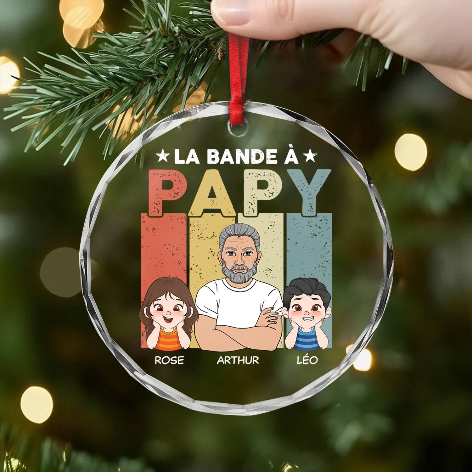 2101OFR2 ornement noel en verre personnalise la bande a papa 2101o3h8bv