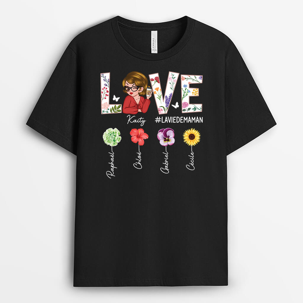 La Vie De Maman Amour - Cadeau Personnalisé | T-shirt pour Femme