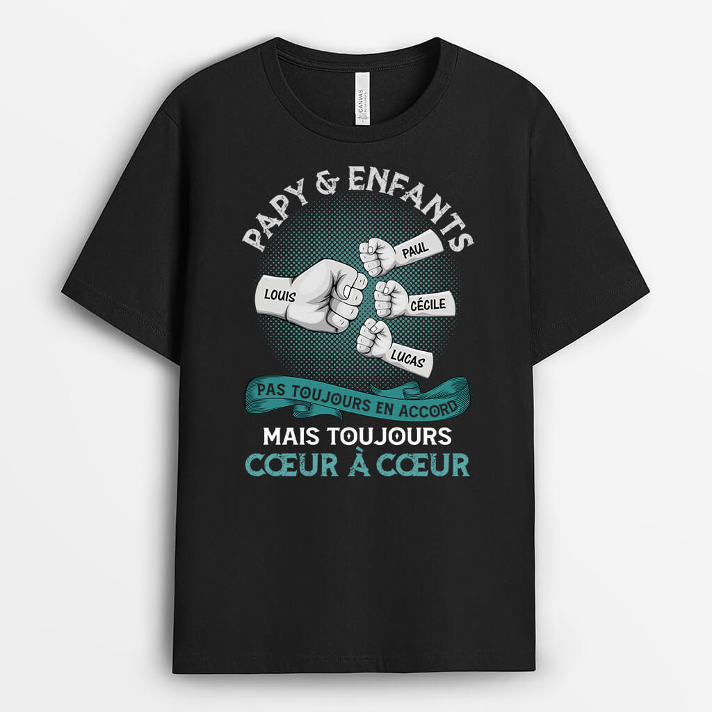 Papa/Papy Et Fille/Fils Toujours Cœur A Cœur - Cadeau Personnalisé | T-shirt pour Homme