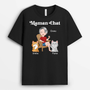 2120AFR1 t shirt maman papa chat sur chaise personnalise