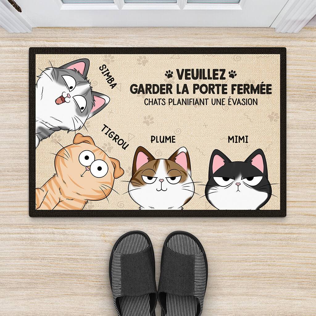 2123DFR2 paillasson les chats planifient une evasion personnalise