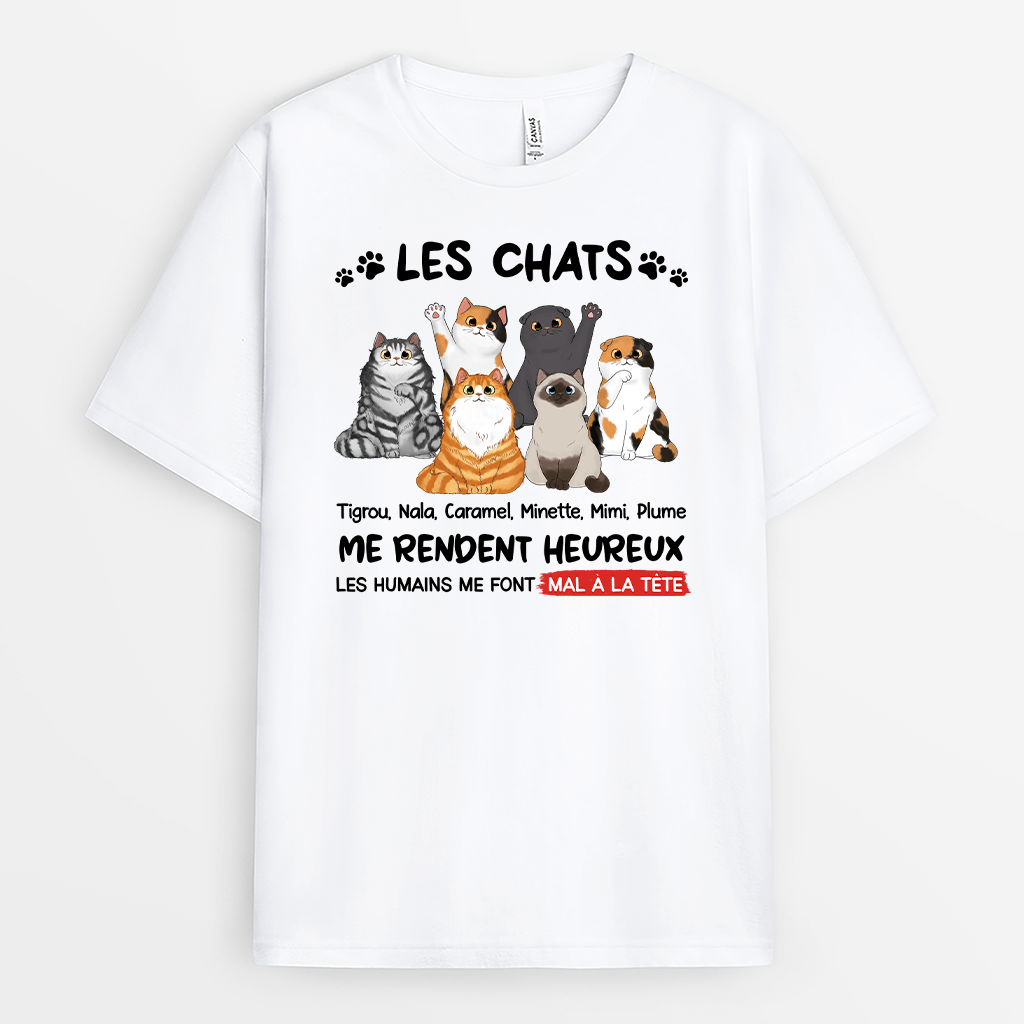 Les Chats Me Rendent Heureux Empreinte - Cadeau Personnalisé | T-shirt pour Amoureux des Animaux