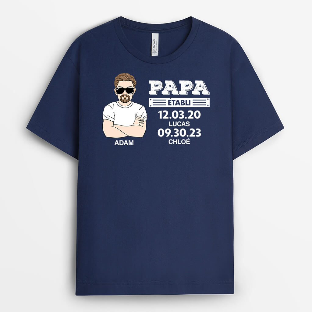 Papa Établi - Cadeau Personnalisé | T-shirt pour Papa