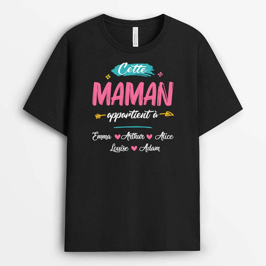 2130AFR1 t shirt cette maman mamie appartient a version florale personnalise