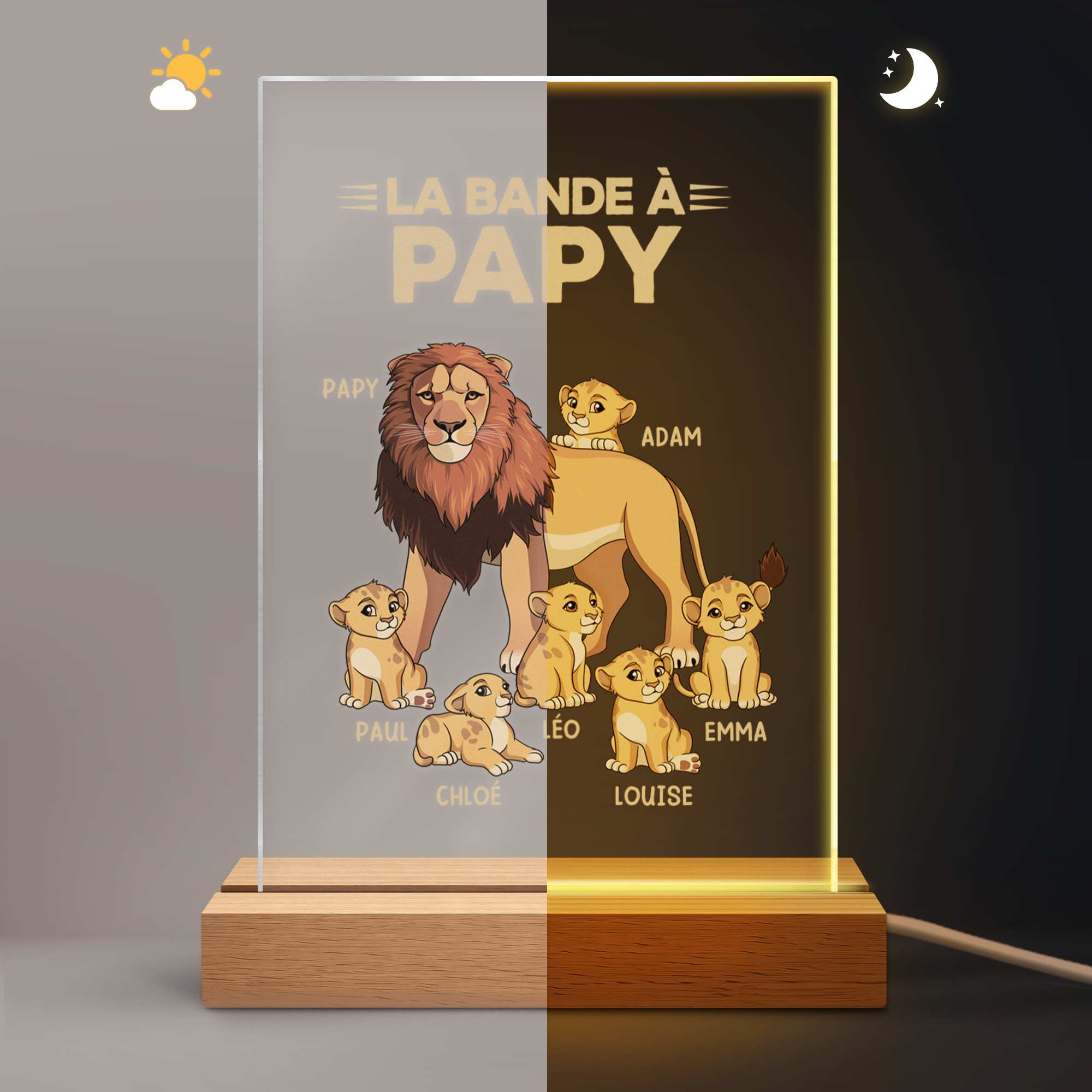 2137LFR2 veilleuse personnalisable_ prenom la bande a papa papy lion 2137l6h5b