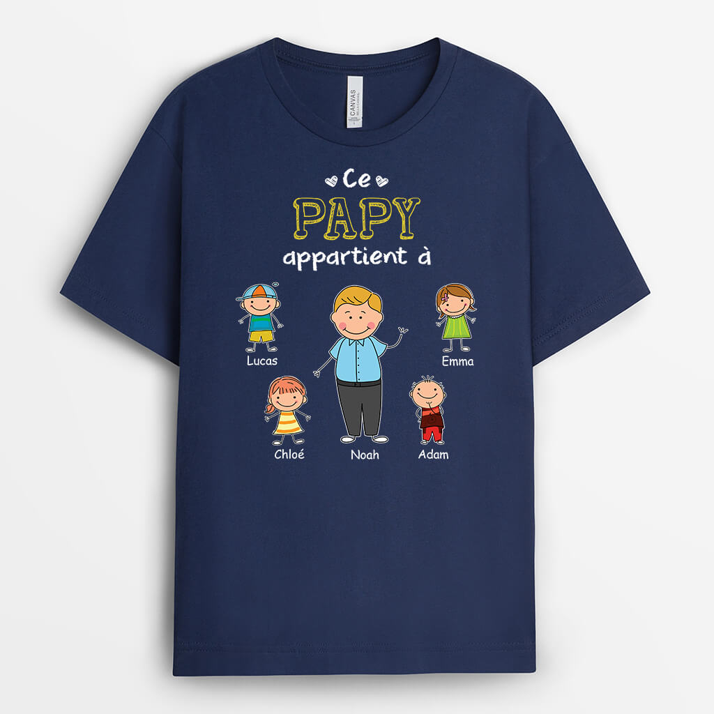Ce Papy Appartient À Coloré - Cadeau Personnalisé | T-shirt pour Papy