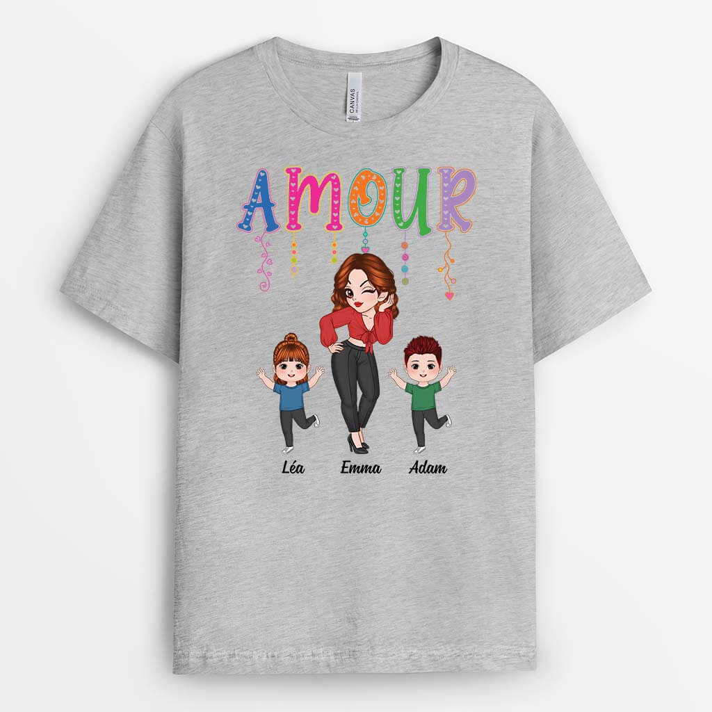 2152AFR2 t shirt amour version mignonne personnalise