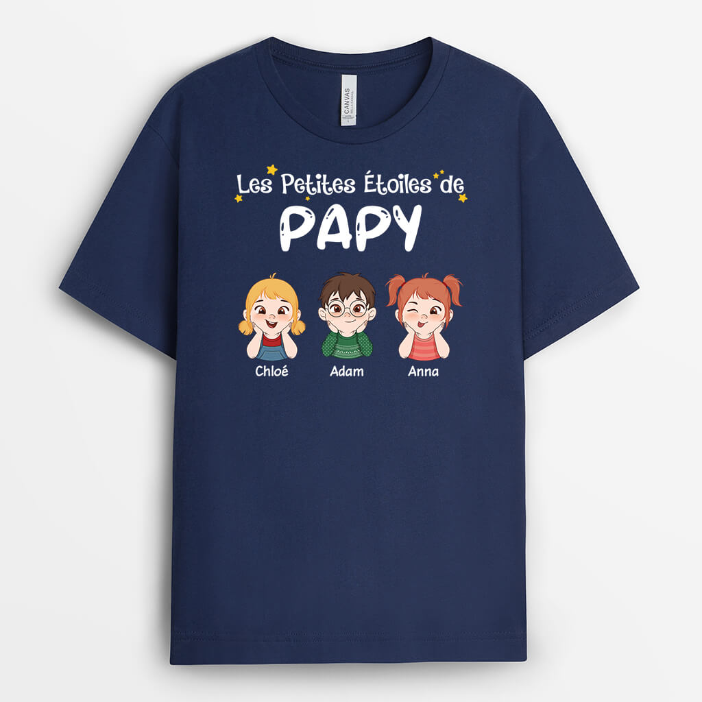 Les Petites Étoiles De Papa/Papy Version Mignonne - Cadeau Personnalisé | T-shirt pour Homme