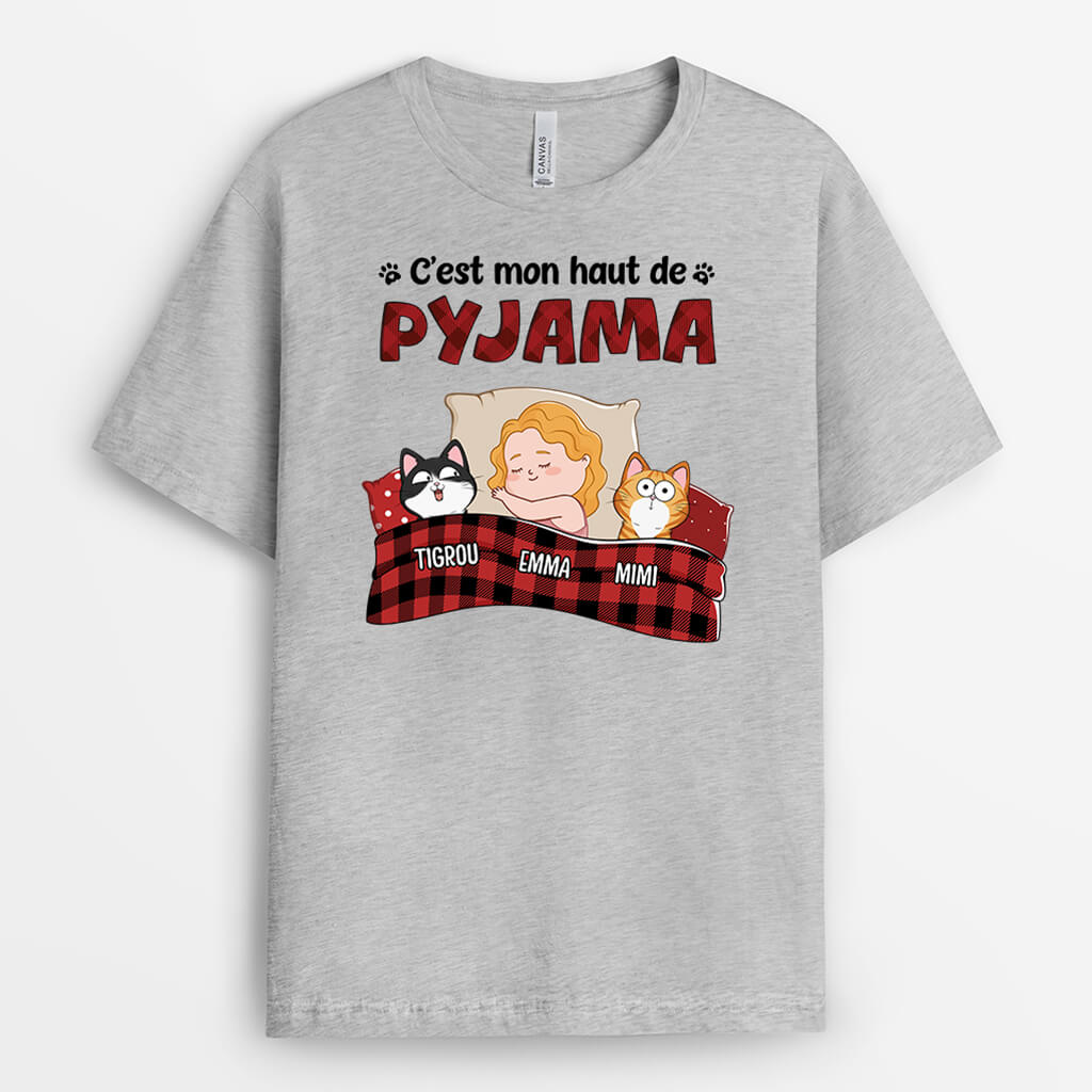 C'Est Mon Pyjama Avec Empreintes Chat - Cadeau Personnalisé | T-shirt pour Amoureux Des Animaux