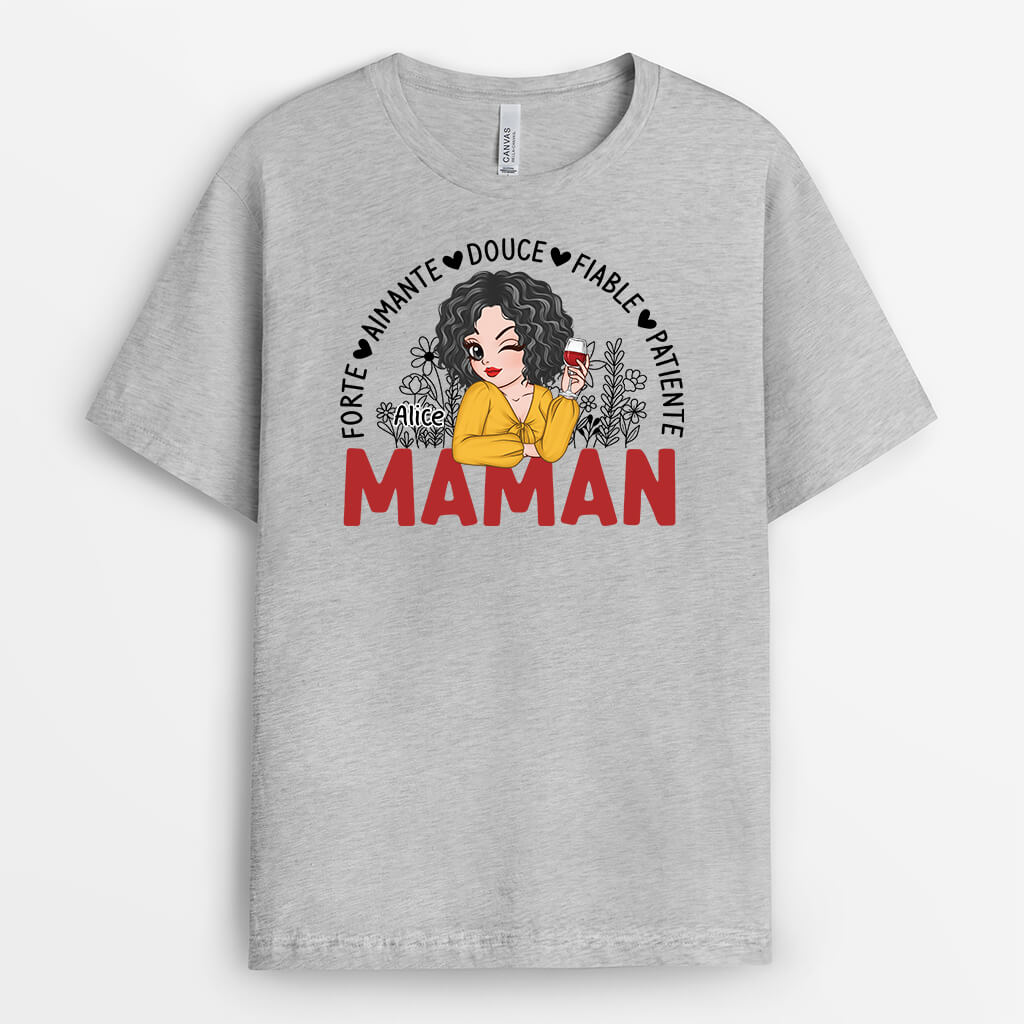 2163AFR2 t shirt maman fleurs personnalise