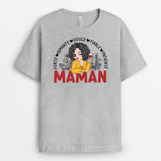 2163AFR2 t shirt maman fleurs personnalise