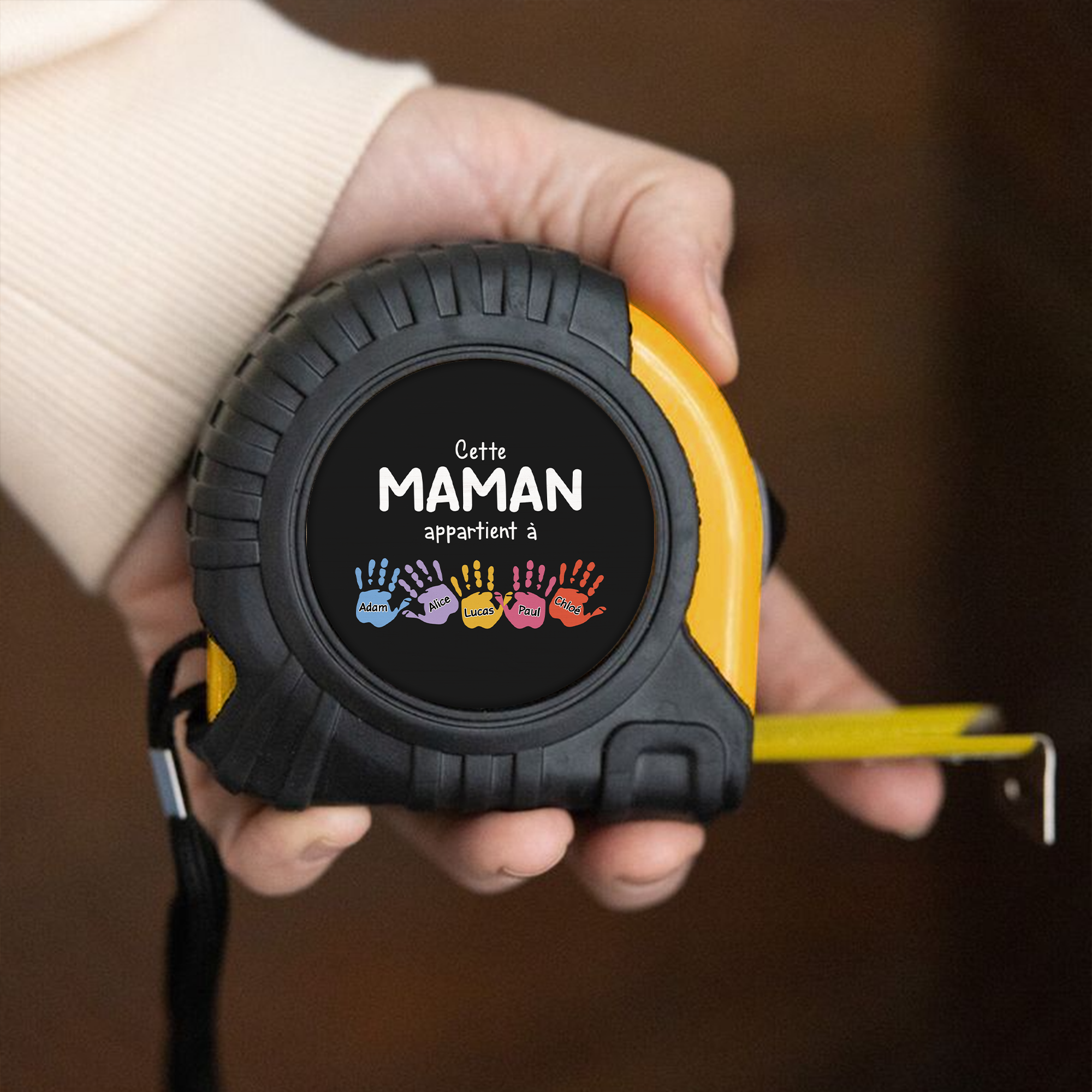 2169OFR2 metre ruban ce papa appartient a avec empreintes de mains colorees personnalise 2169o6n5b