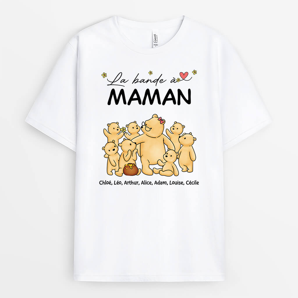 2172AFR1 t shirt la bande de maman mamie ours fleurs personnalise