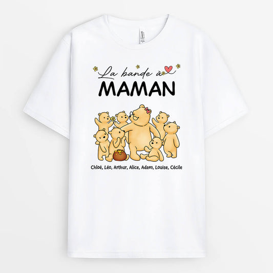 2172AFR1 t shirt la bande de maman mamie ours fleurs personnalise