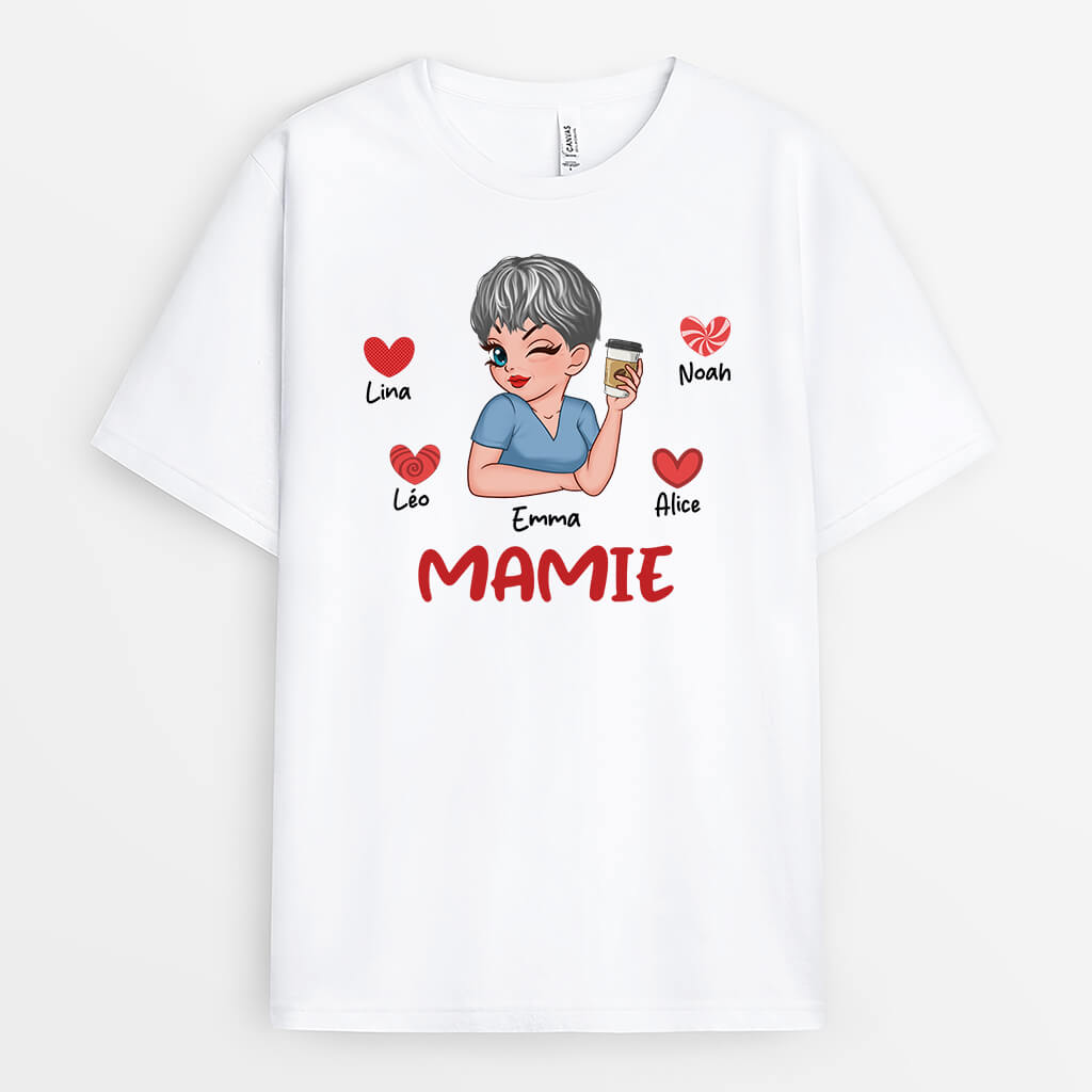 2186AFR1 t shirt mamie charmante avec coeur rouge personnalise