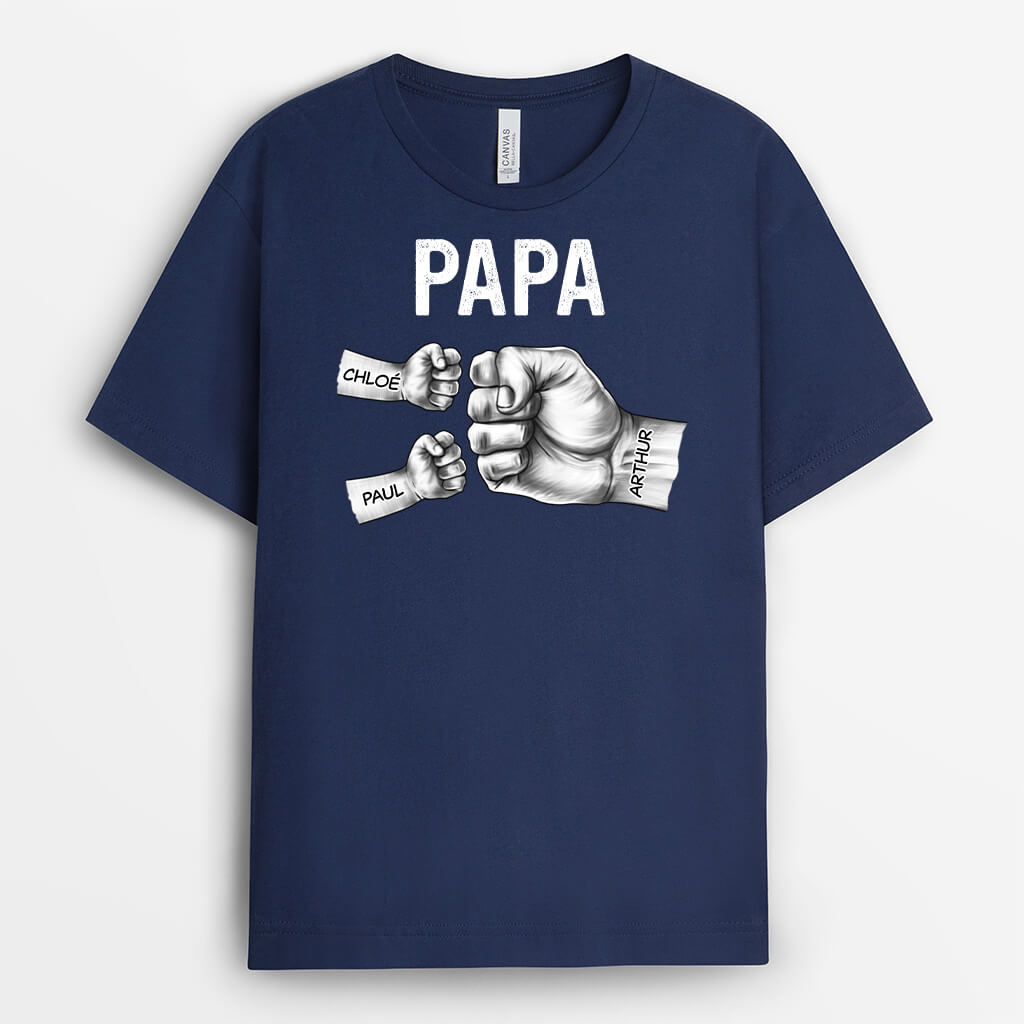 Papa Bosse De Poing Version Noir Et Blanc  - Cadeau Personnalisé | T-shirt pour Papa