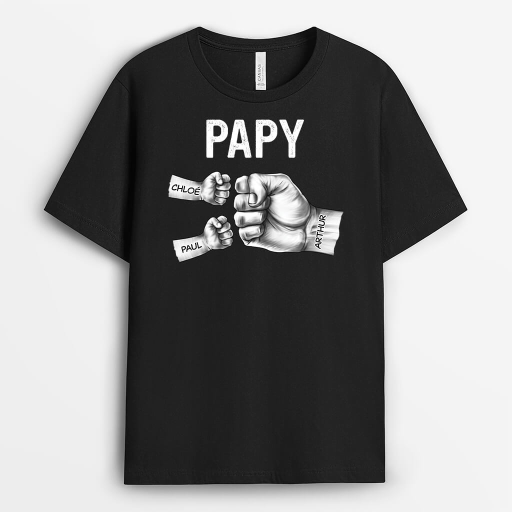 2188AFR2 t shirt papa bosse de poing version noir et blanc personnalise
